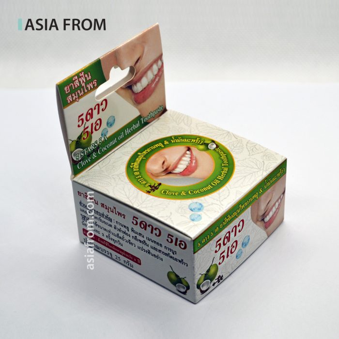 Зубная паста с гвоздикой и кокосом 5 STARS Clove & Coconut Oil Herbal, 25 г