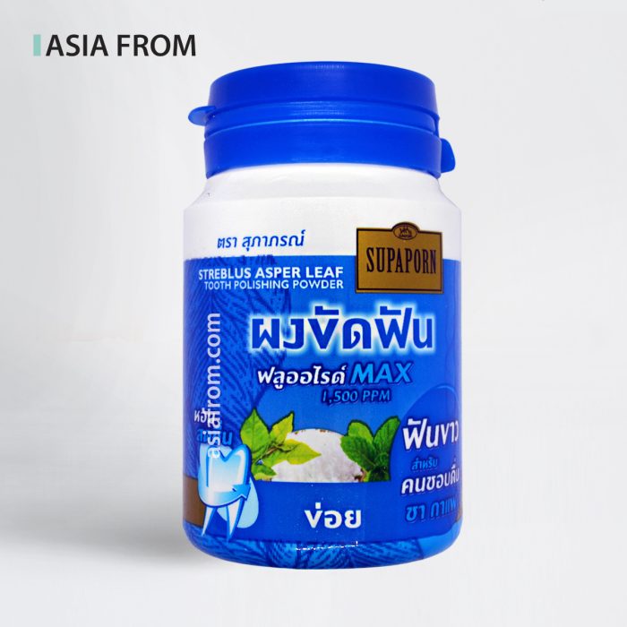 Зубной порошок отбеливающий SUPAPORN Streblus Asper Leaf, синий, 90 г